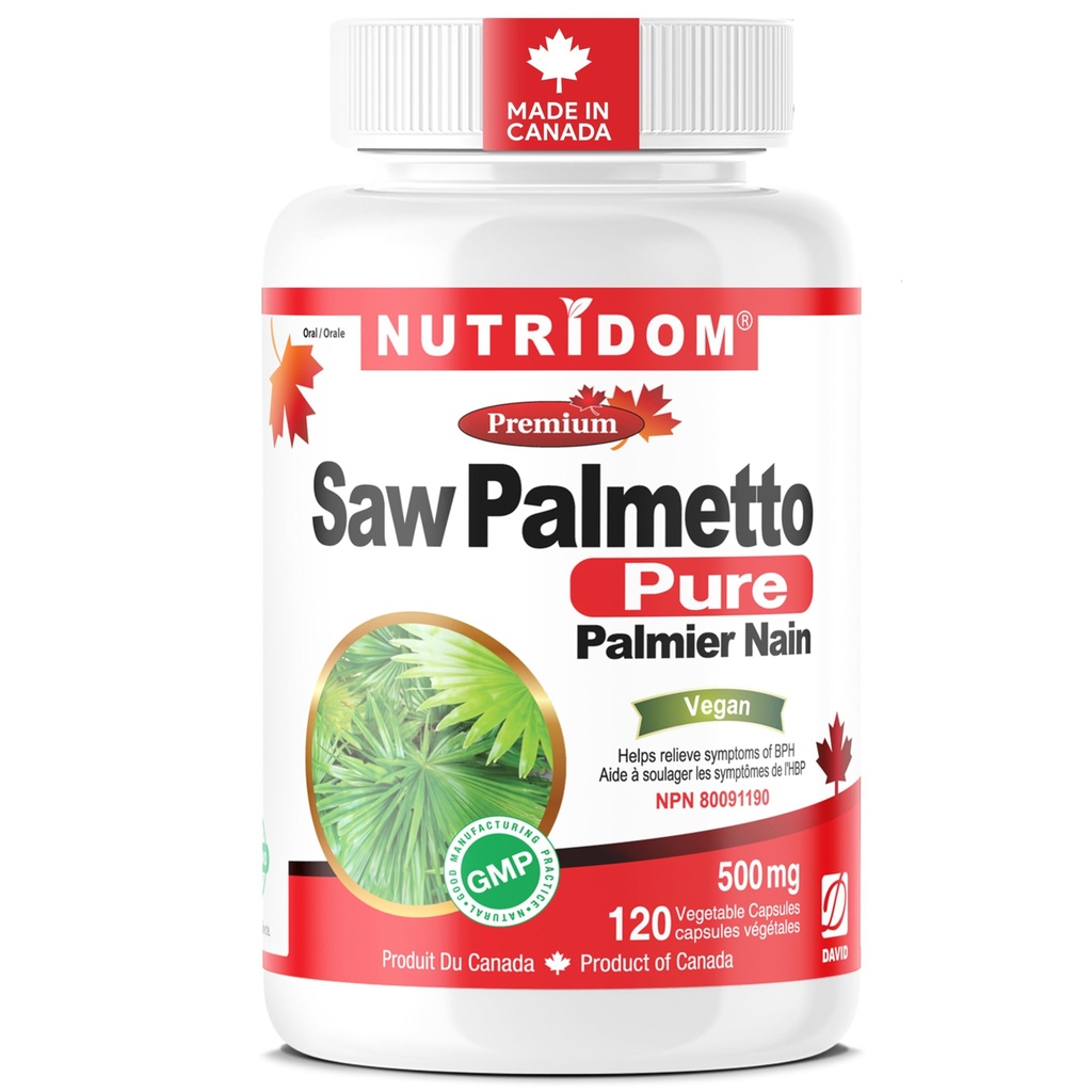 Nutridom Saw Palmetto 500mg, GMO-vaba, vegan, gluteenivaba, sojavaba ja piimavaba (120 krahv)