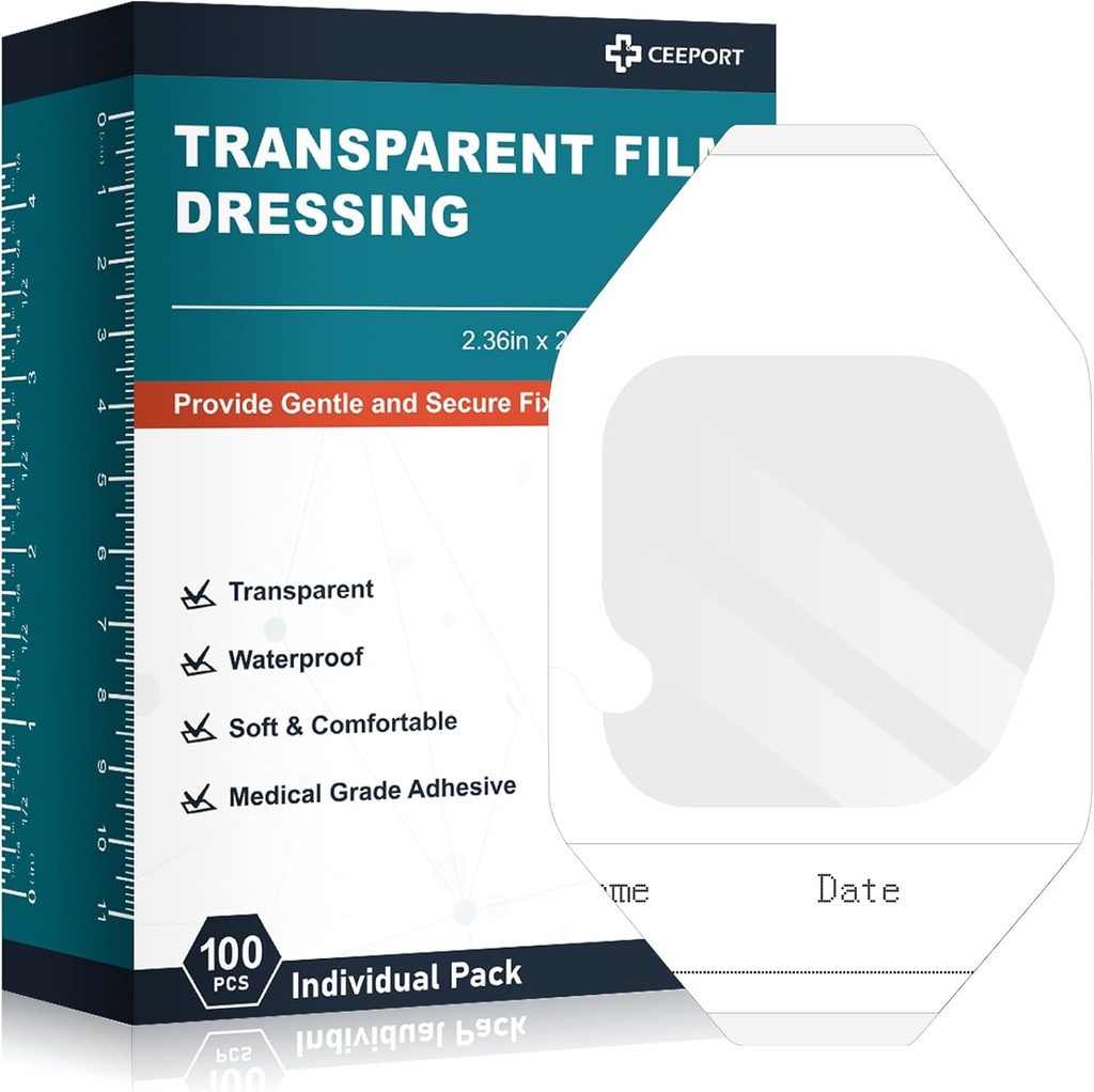 Läbipaistev Film Dressing 2.36" x 2.75, 100 pakendit Veekindel Haavariba Kleepplaastrid, Haavakatte Plaastrid Post Kirurgiline Dušš, IV Shield, Tattoo Aftercare Bandage