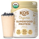 KOS taimepõhine valgupulber, Vanilla USDA orgaaniline - madala süsivesikusisaldusega herneproteiinsegu, vegan supertoit, mis on rikas vitamiinide ja mineraalide poolest - Keto, soja, piimavaba - toidu asendamine naistele ja meestele - 10 serveerimist