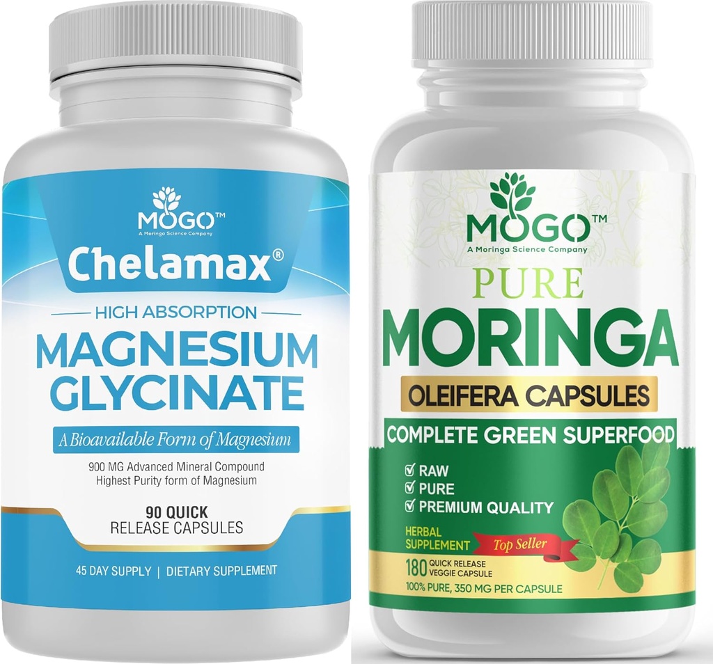 MOGO Puhas magneesiumglütsinaat ja Moringa kapsel - supertoit + parem mineraal