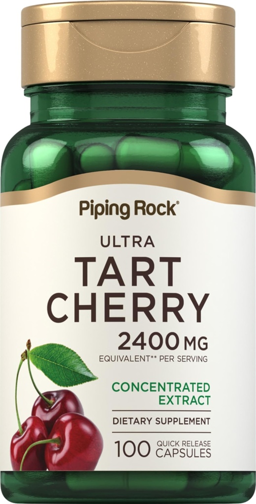 Piping Rock Tart Cherry Extract kapslid 2400 mg | 100 pillid | kontsentreeritud mahla ekstrakt | Mitte-GMO, Gluteenivaba täiendus