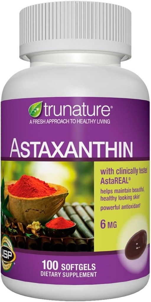 Üldine trunatur Astaksantiin 6 mg. - Suurendab naha elastsust, niiskust, tekstuuri ja tooni - 100 Softgels