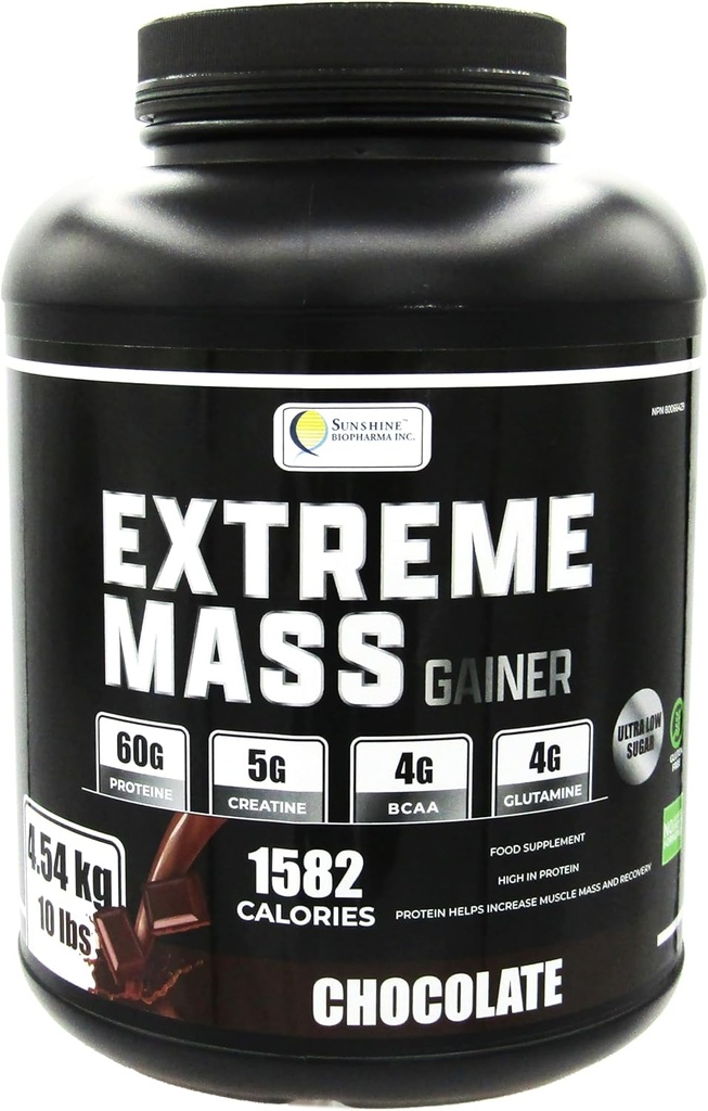 Extreme Mass Mass Gainer Lihaste Ehitaja, 10 lb (4,54 kg) vähem suhkrut intensiivne treening valmistatud kõrge kalorsusega rikastatud vadakuvalk (šokolaad)