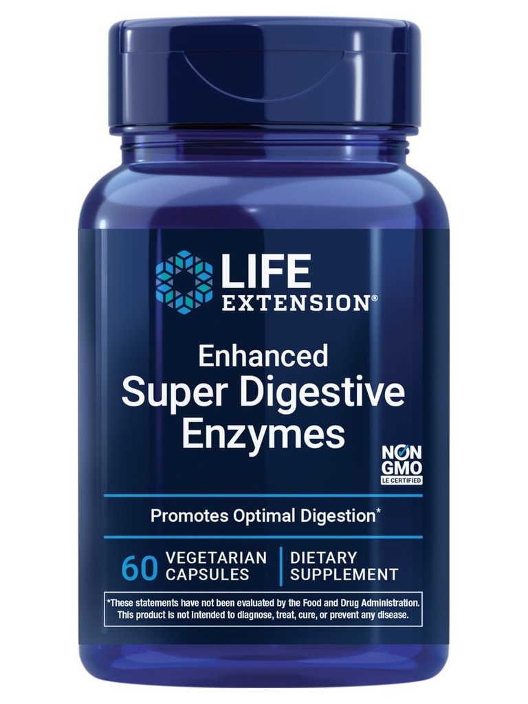Life Extension Enhanced Super Digestive Ensüümid, Toetab Seedimist, Mugavust, Seedimist Taimepõhised Toidud, Mitte-GMO, Taimetoitlased, 60 Kapslit