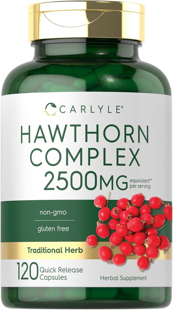 Carlyle Hawthorn Berry Complex 2500mg Kapslid | 120 Count | Extract Powder | meestele ja naistele | Non-GMO & Gluten Free Supplement