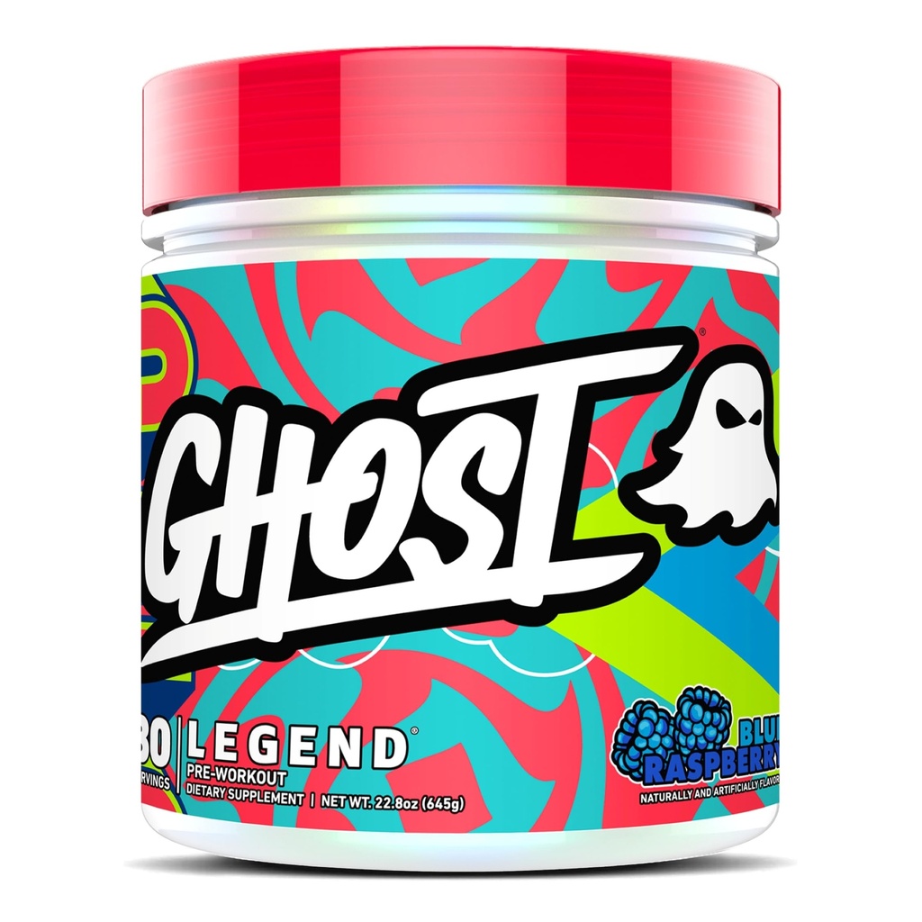 GHOST Legend Pre-Workout Powder, Blue Vaarika - 30 Servings - Pre-Workout meestele ja naistele, kellel on koliin, L-tsitrulliin ja beeta-alaniin energia ja fookus