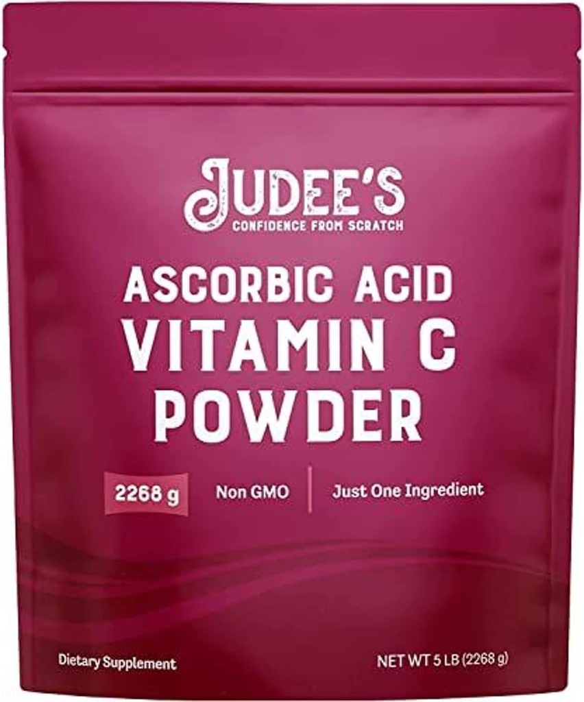Judee puhas C-vitamiin pulber 5 naela - 100% mitte-GMO, gluteenivaba ja pähklivaba - (L - askorbiinhape) - immuunsuse tugi ja antioksüdandid - ei täiteaineid - kosmeetikatoodete ja toiduainete säilitamiseks