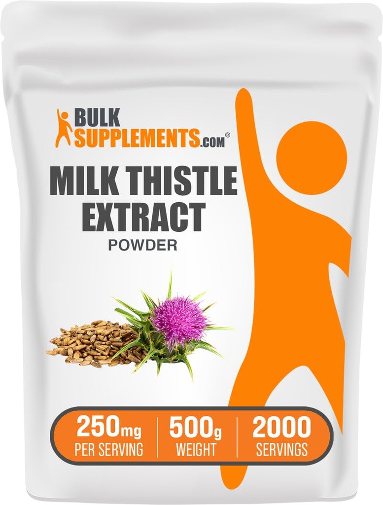 BulkSupplements.com Piimaohakaekstrakti pulber - taimsed toidulisandid, piimaohaka lisand - gluteenivaba, 250 mg ühe serveerimise kohta, 500 g (1,1 naela) (pakk 1)