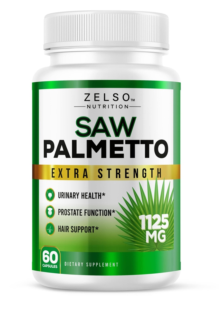Saw Palmetto eesnäärme lisand meestele, 3-in-1 kasu, ekstra tugevuse DHT Blocker juuste kasvu ja beeta Blocker kuseteede tervise jaoks, tugev eesnäärme funktsiooni tugi, 30 päeva pakkumine (60 loend)