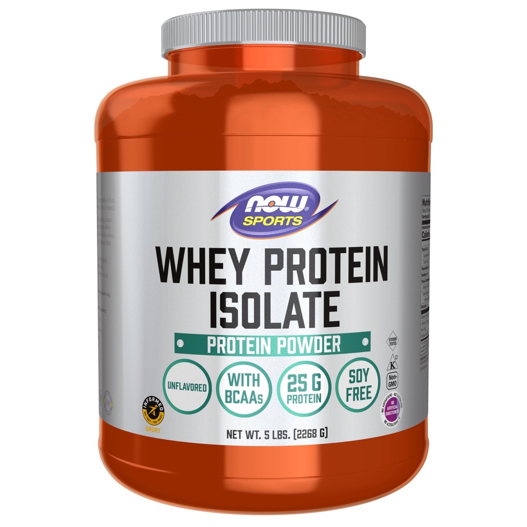 NOW Foods Sport Nutrition, vadakuvalgu isolaat, 25 g BCAA-dega, maitsestamata pulber, 5 naela
