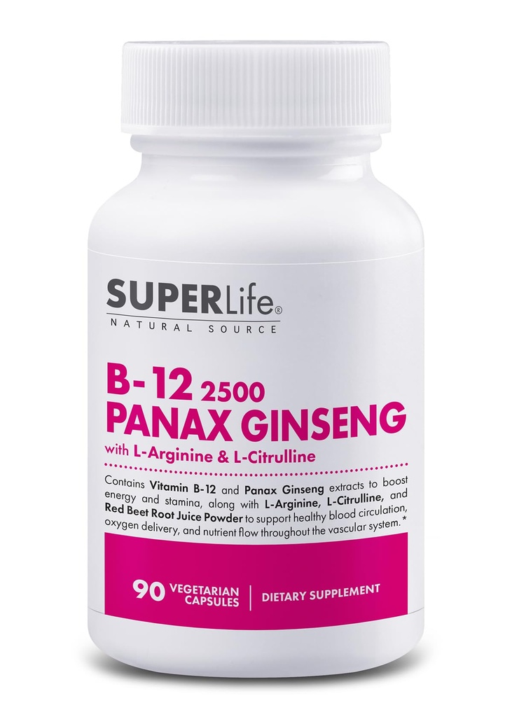 Värske algus Vitamiin B-12 2500 & Panax ženšenn L-arginiin & L-tsitrulliin - võimas energia suurendaja | toetab normaalset verevoolu ja energiat Metabolism | Supplement - 90 kapslit