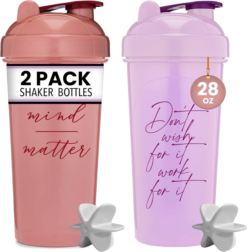 [2 Pack] 28oz Shaker pudel motiveerivate tsitaatidega (Rose & Lavender) | Valguraputaja pudel segajatega | Blender Shaker Bottle for Protein Mixes Pack on BPA vaba ja nõudepesumasin ohutu