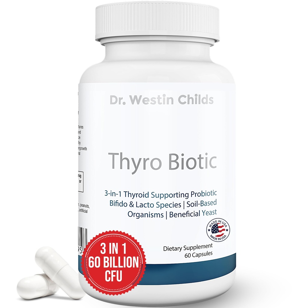 Dr Westin Childs Thyro Biotic | Probiootiline naistele - kilpnäärme, seedetrakti tervise ja hormoonide toetamine | Saccharomyces boulardii, Bacillus coagulans, lactobacillus & bifido 60 miljardit CFU | 30 Servingut