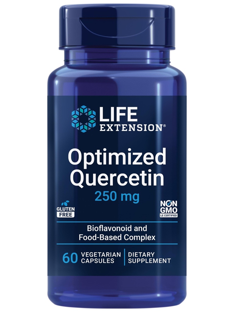 Optimeeritud Quercetin 250 mg toetab immuunsüsteemi tervist, südame tervist, GMO-d, Gluteenivaba - 60 taimekapslit