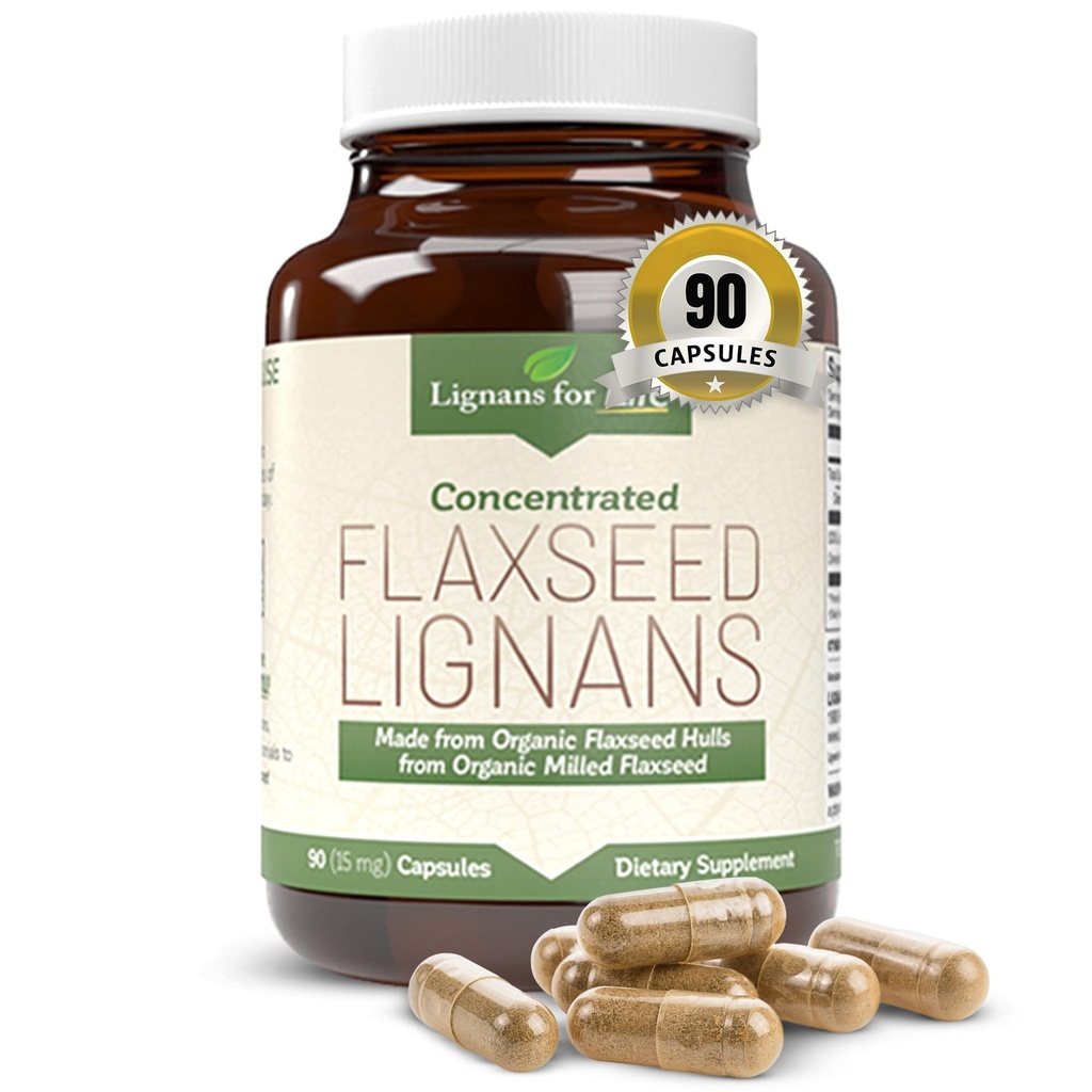 Lignans for Life Flaxseed Lignans for Dogs & People - Orgaaniline linaseemnelisa hormoonide toetuseks, 15mg 90 kapslit, linaseemned koertele ja naistele, kõrge kiudainega