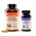 NatureWise Curcumin Turmeric 2250mg koos BioPerine & Vegan Vitamiin K2 MK-7 100mcg ja MK4 500mcg - 180 Count & 90 Softgels