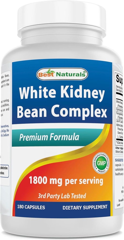 Parim Naturals White Kidney Bean Complex 1800 mg per Serving - 180 kapslit. Mitte-GMO ja gluteenivaba