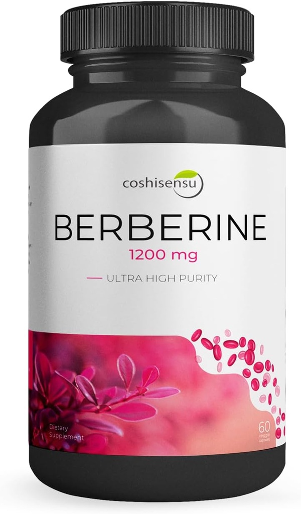 Berberine HCl 1200mg – Veresuhkru, insuliini ja kehakaalu juhtimise kõrge potentsilisand – mitte-GMO, gluteenivaba, vegankapslid – südame ja ainevahetuse tugi, valmistatud USAs – 60 Count