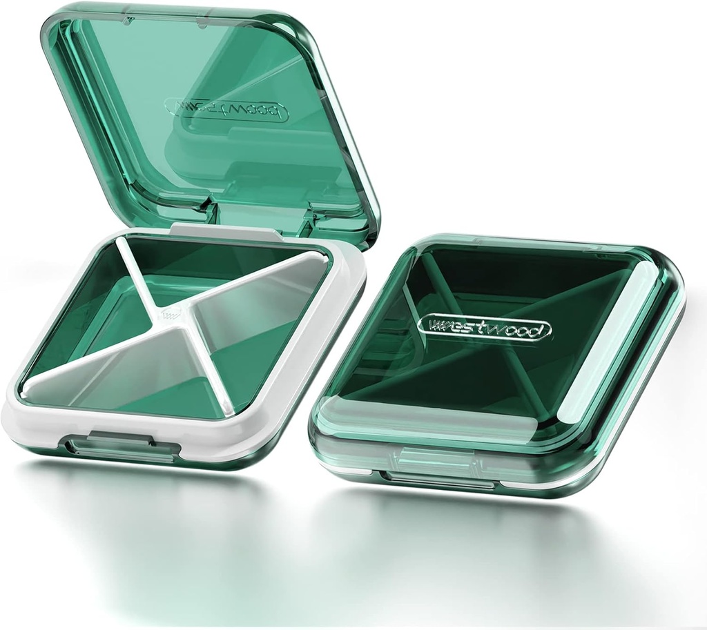 DUBSTAR Päevane pillide korraldaja, 4 rühma Portable Travel Small Pill Case, Pill Box rahakott hoida vitamiine, tursa maksaõli, täiendused ja ravimid (roheline)