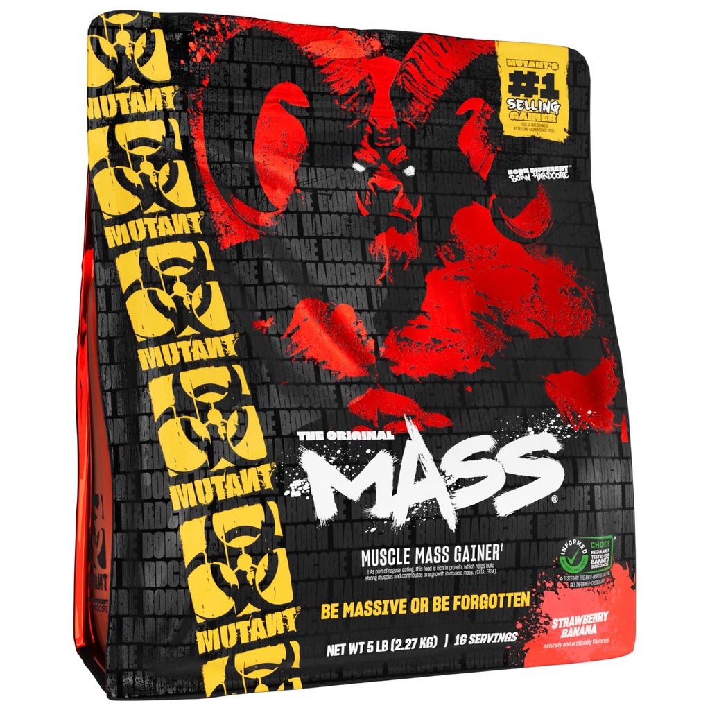 Mutantmass | Mass Gainer Valgupulber - kõrge kalorsusega valgupulber massitõusuks - Maasika banaan - 5 naela