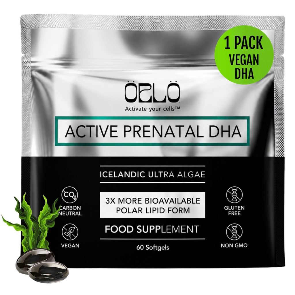 Orlo PRENATAL DHA - Prenatal DHA Omega 3 Supplement - Triple Strength Omega3s - Vegan DHA & EPA - Vetikate Omega-3 Oil - toetab aju arengut raseduse ja imetamise ajal (60 Mini Softgels)
