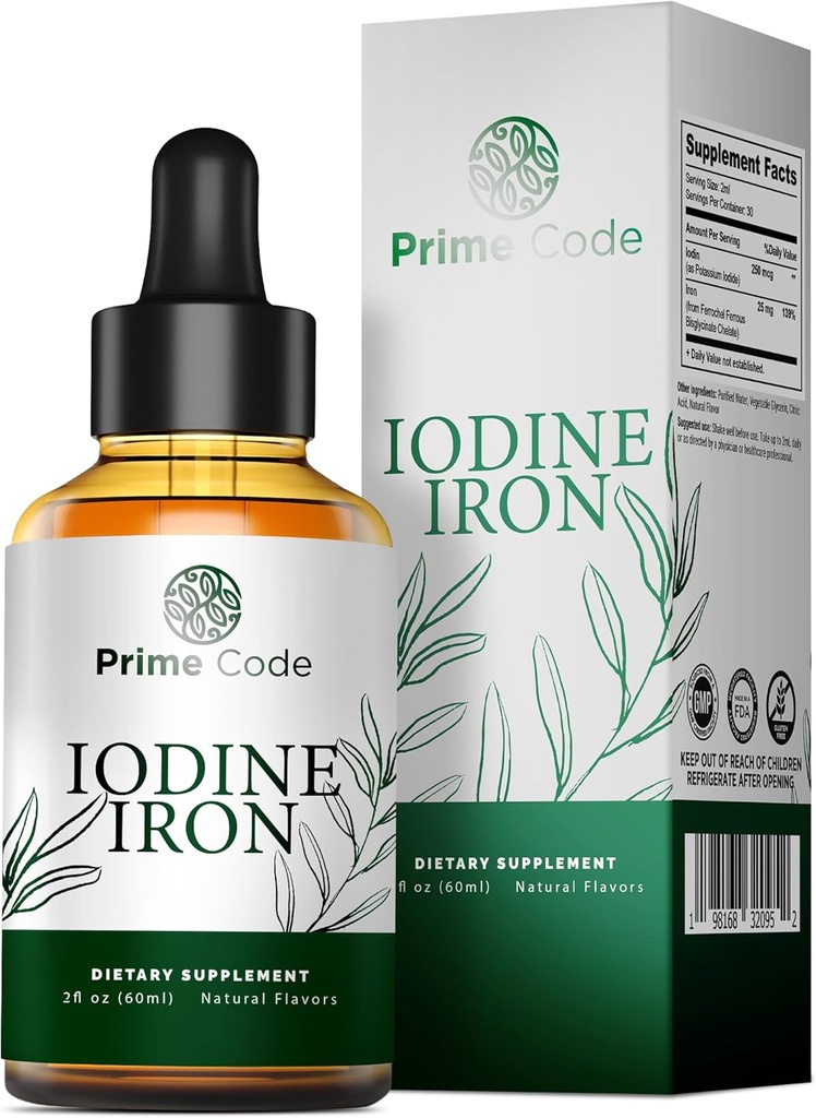 Prime Code [2 in 1] Joodilisandiga rauda - joodilisandi tilgad kilpnäärme 250mcg - toetab kilpnäärme tervise naha tervist - orgaaniline, vegan, mitte-GMO, alkohol ja gluteenivaba