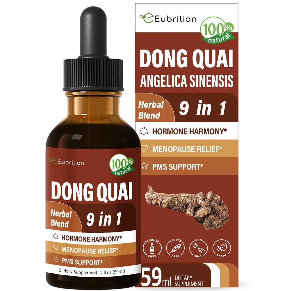 Dong Quai Vedelik Täiendus Naistele, Angelica Sinensis Juur Väljavõte Tinktuur Tugi Menopaus & PMS Relief, Kuumad välgud, Taimne segu tilgad punase ristiku lambaläätsedega. 2oz