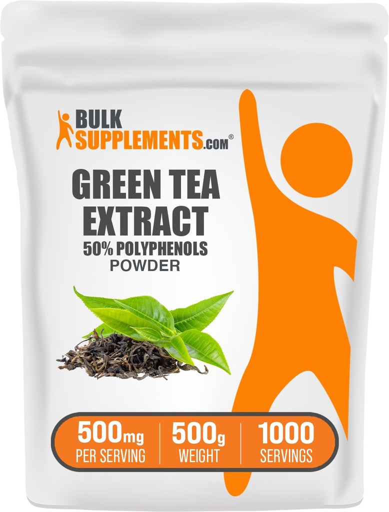 BulkSupplements.comgreen tee ekstrakti pulber - 50% Polyphenols Supplement, EGCG Supplements - Gluteenivaba, 500mg per Serving, 500g (1,1 naela) (pakk 1)