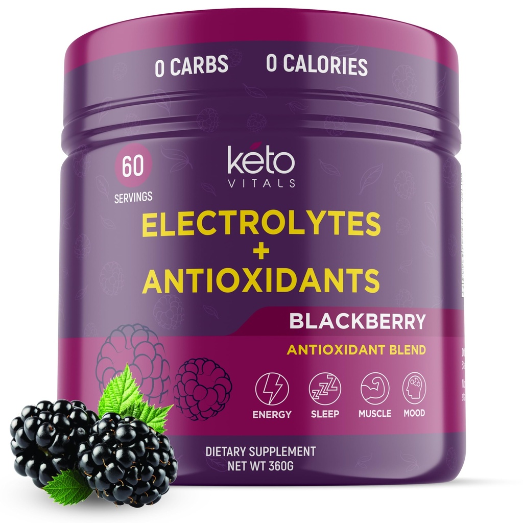 Keto Vitaalid Antioksüdandid Elektrolüüdid Pulber - Segu Keto Elektrolüüdid Kaaliumi, Magneesiumi, Naatriumi Ja Kaltsiumiga - Ei Suhkru Elektrolüütide Joogi Segu Ja Hüdraat Pulber, 60 Servingut, BlackBerry