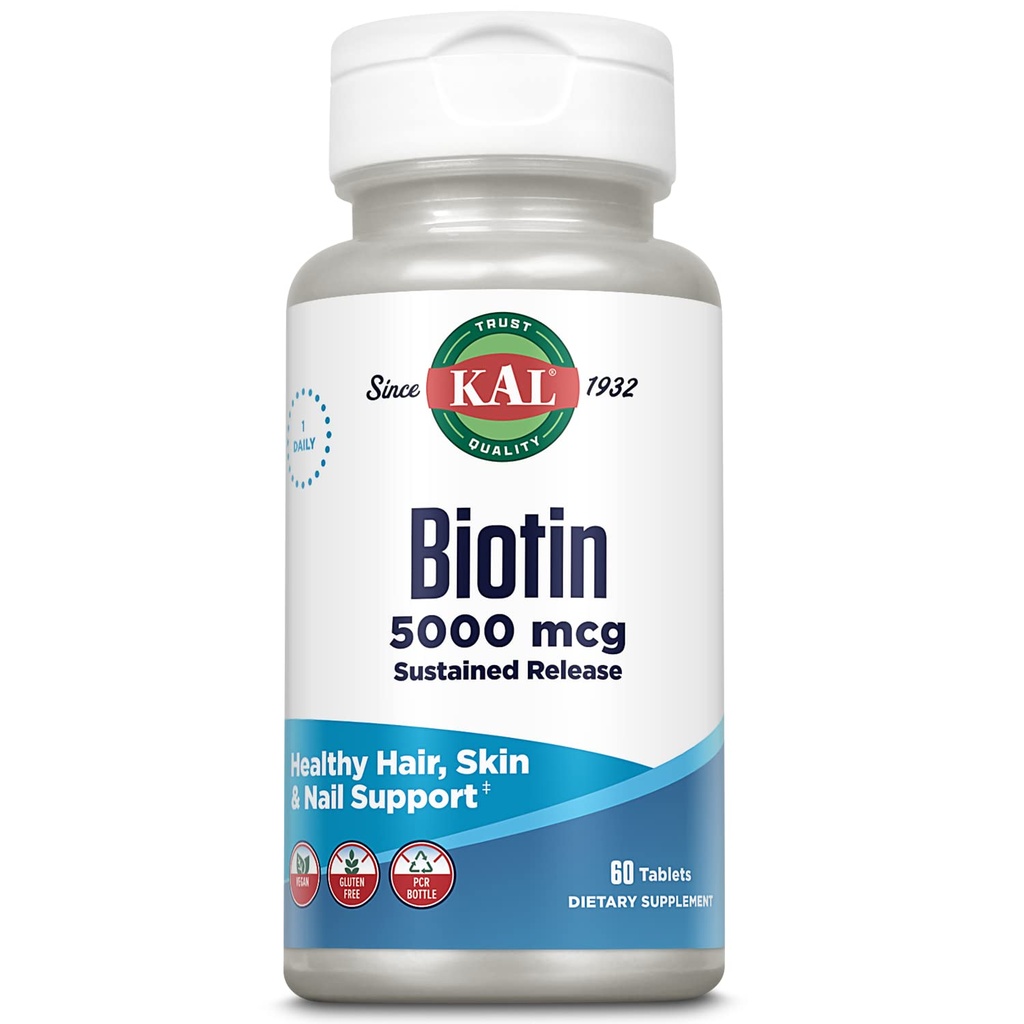 KAL Biotin 5000 TR tabletid, 5000 mcg, 60 Count