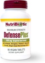 NutriBiotic - DefensePlus, 90 tabletti - 11 in 1 Immuunsüsteemi tugi C-vitamiini, tsink, greibiseemne ekstrakt, Echinacea, Astragalus Root & Immune Boosting ekstraktid & Seened - Vegan & Gluteenivaba