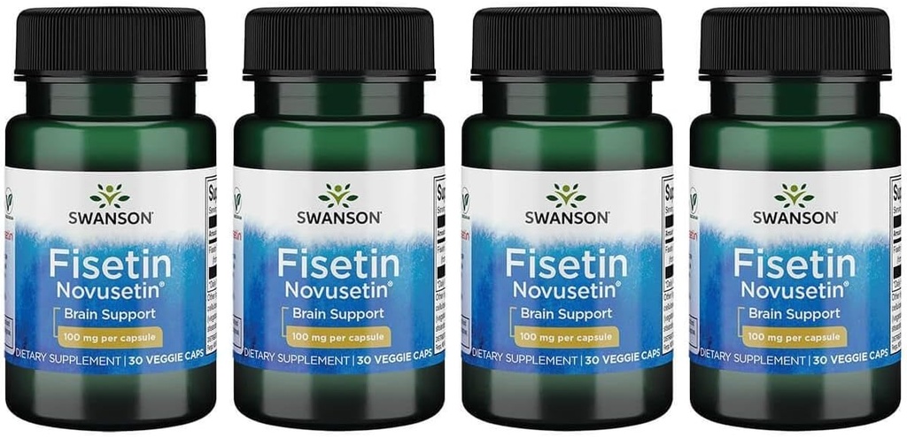 Swanson Fisetin Molekulaarselt sarnane apigeniini, luteoliini ja Quercetin 100 milligrammi 30 Veg kapslit (4 pakendit)