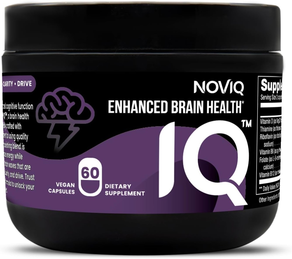 IQ - 11-in-1 nootroopne aju täiendus: toetab mälu ja tunnetust - bioaktiivne B-kompleks w/ 5-MTHF, L-teaniin, L-türosiin, Bacopa, Ginkgo, Huperzine - Vegan, Non-GMO, Kofeiinivaba - 60 Count