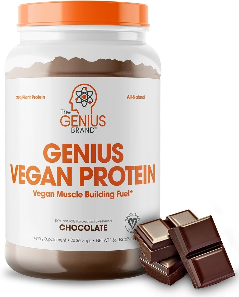 Geenius Vegan Valgupulber, Šokolaad - Taimne Lean Lihaskoe Ehitus Shake meestele ja naistele - Herne ja kõrvitsa Valgu Allikad - Looduslikult Maitsestatud Ja Magustatud - Piima Ja Laktoosivaba