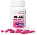 Geri-Dryl Allergia leevendamise tabletid (100 krahv) poolt GeriCare | Difenhüdramiin HCI 25mg Antihistamiini tabletid aevastamiseks, runny nina, sügelev kõri & silmad | Allergiavastane ravim täiskasvanutele ja lastele