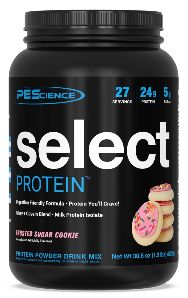 PEScience Select Valgupulber, vadak ja kaseiinsegu, puhas valgupulber naistele ja meestele, madala kalorsusega, madala süsivesikusisaldusega, Keto sõbralik, gluteenivaba - külmutatud suhkru küpsis - 27 serveerimist