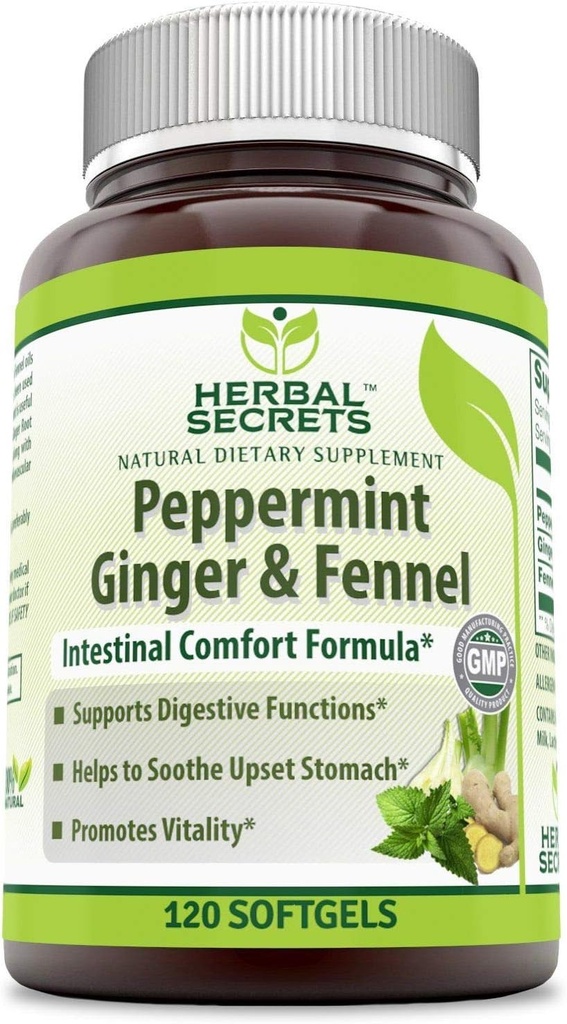Taimsed saladused Piparmündi ingver & Fenneli 120 Softgels (Non-GMO) - Toetab seedefunktsioone * - Edendab elujõulisust * - Aitab Sooth Upset Magu *