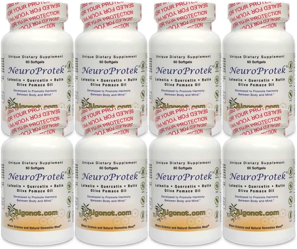 Algonot NeuroProtek 8 Pack: The Only liposomal Luteolin Products Using Oliivijääkõli. Luteolini, Quercetin & Rutini kombinatsioon oliivijääkõlis (vähendatud hinnapakett)