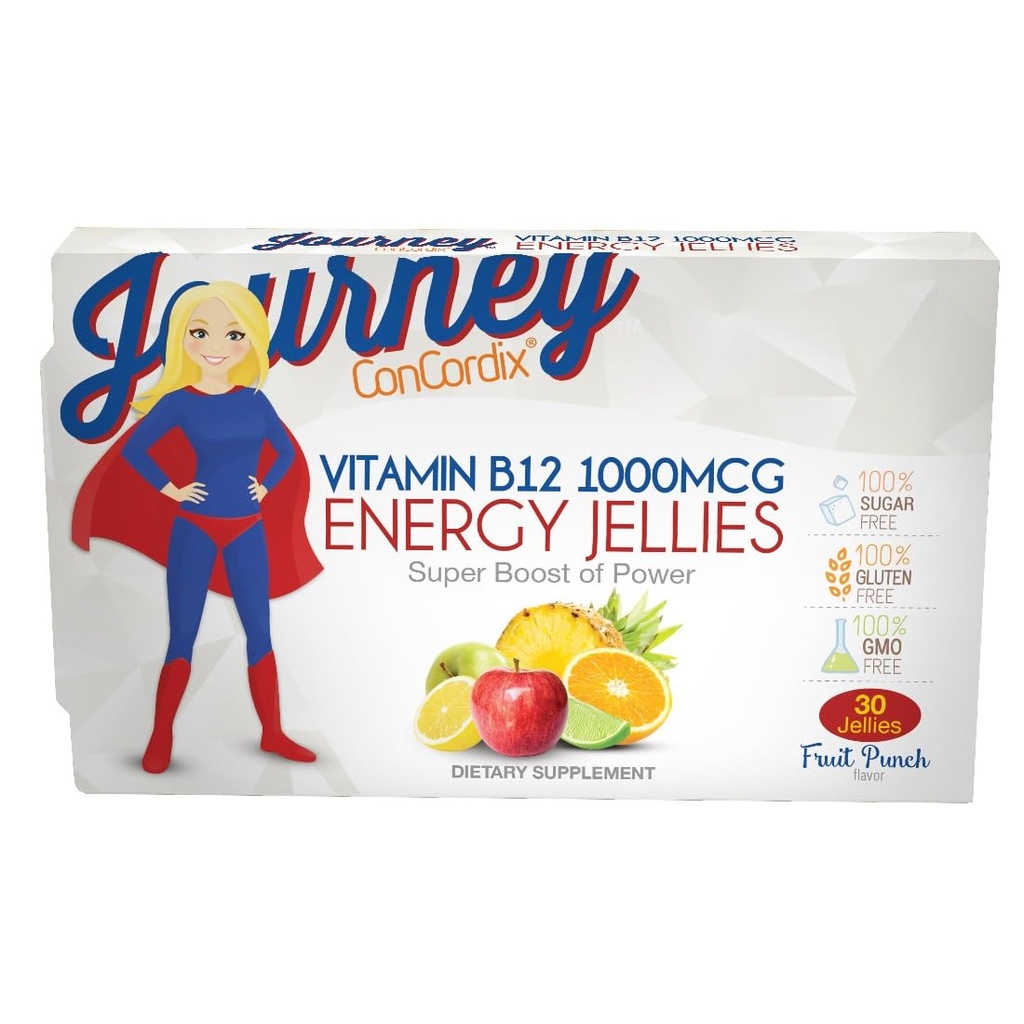 Bariatric Eating Journey 1000 mcg Vitamiin B12 Suhkruvaba energia Jellies Fruit Punch (30 Count)