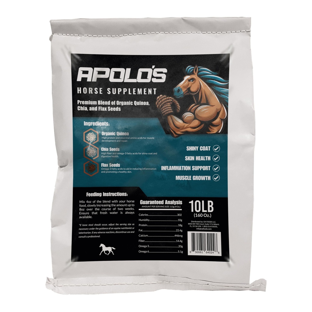 Greenfit APOLO 100% looduslik hobuselisa igapäevaseks söötmiseks - ühine tugi, karva sära ja tugevus | linaseemned, Quinoa, Chia | 10 LB kott