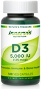 Suure tugevusega D3-vitamiin 5000 RÜ - immuunsuse suurendamine, luude ja hammaste toetamine, lihtne alla neelata 120 Veg kapslit