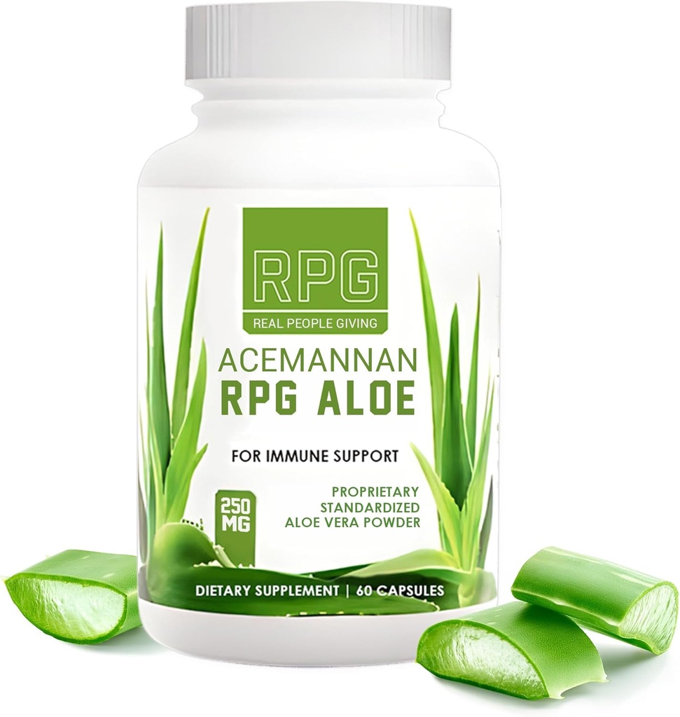 RPG Acemannan Aloe Vera kapslid - Aloevera toidulisand immuunsüsteemi ja soolestiku toetusega Aloe Vera pulberkapsel - 60 pilli (250 MG)