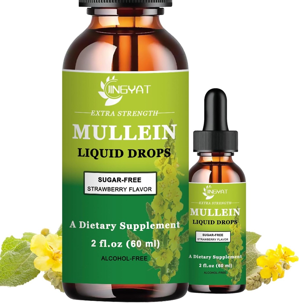 Täiendav tugevus 2000mg Mullein tilgad kopsud, Mullein Leaf ekstrakti täiendada, alkoholivaba, kõrge imendumine, võimas ja looduslik Vegan Mullein Vedel tilgad kopsude puhastamiseks, immuuntoetus