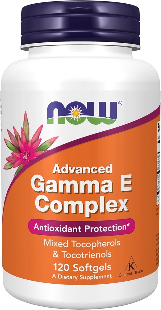 NOW Supplements, Advanced Gamma E Complex, Mixed Tocopherols & Tocotrienols, Antioxidant Protection*, 120 Softgels