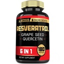 6in1 Trans Resveratrooli täiendus viinamarjaseemne, piimaohaka ja muuga - Resveratrool 1000mg - immuunsüsteemi, südame tervise, keha juhtimise toetamine - 180 kapslit
