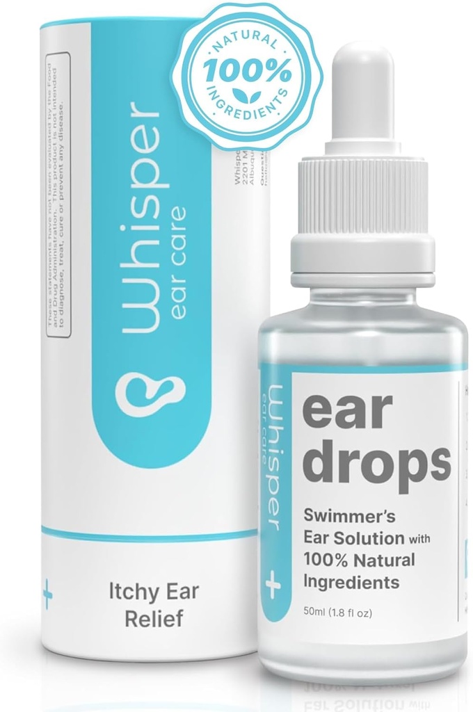 Whisper Ear Drops | 2oz | USA | Kõik looduslikud ujujad Kõrvatilgad Sügelevate Kõrvadega Täiskasvanutele | Ujuja Kõrvatilgad Võitlus Ujujate Kõrva Kõrvakõrvakõrvakõrva Tilgad