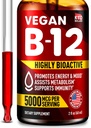 B12 Sublingvaalne 5000 mcg tilgad - valmistatud USA-s - Vegan B12 vitamiinid energia, meeleolu ja mälu - väga biosaadav sublingvaalsed tilgad - Metüülkobalamiin naistele ja meestele - 2 fl. oz.
