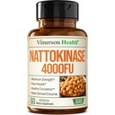 Nattokinaasi täiendus - Südame tervise toidulisandid Nattokinaasiga 4000 FU - Max Tugevus vereringe täiendused - Süsteemsed ensüümid tervislikuks ringluseks ja sujuvaks vooluks. Mitte-GMO ja Vegan. 60 kapslit