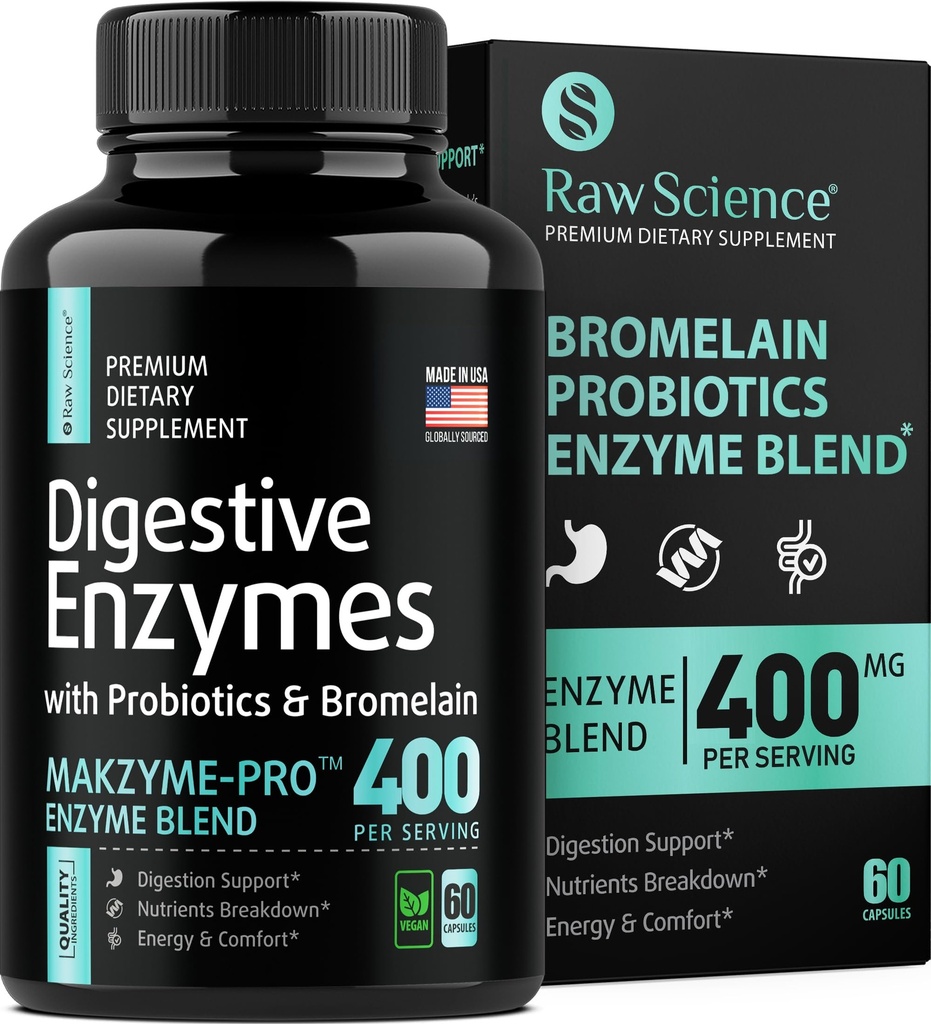 Seedetrakti ensüümid probiootikumidega naistele ja meestele Seedetrakti tervis - Bloating Relief, soolestiku tervise täiendused: Bromelain, Papaya Enzyme, Acidophilus Probiootikum, Laktaasi ensüümid seedimiseks - 60 pilli