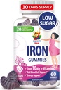 SUNNY SAM Raudkummid lastele ja täiskasvanutele - Raua vitamiinid C-vitamiiniga, 10 mg serveerimiseks - närimiskumm immuunsuse toetamiseks punaste vereliblede tootmine